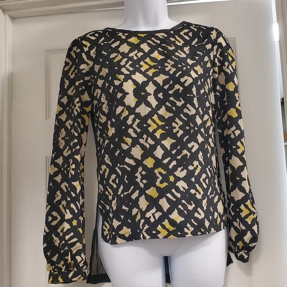 PJK PATTERSON J. KINCAID Black 3/4 Sleeve Blouse - M (PRE-OWNED)